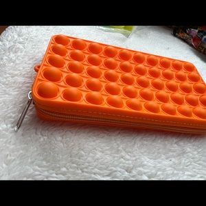 Orange popit pencil or makeup pouch with zipper